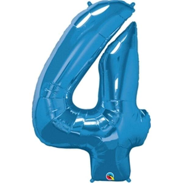 Anagram 41 in. Number 4 Blue Shape Air Fill Foil Balloon 87829